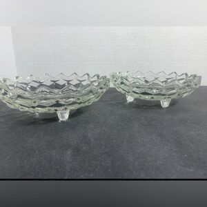 Vintage Fostoria “American” pattern 3 footed glass Candy dish set of 2